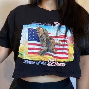 Land of the Free Home of the brave cropped tshirt
